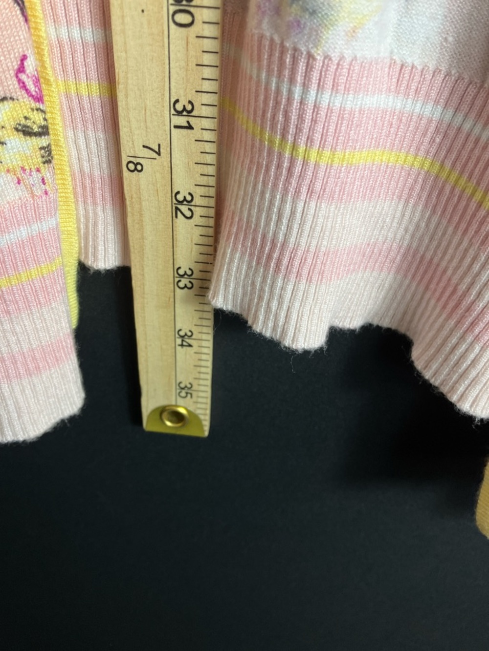 Soho Pink Floral Open-Front Cardigan with Yellow Trim - Picture 6 of 8